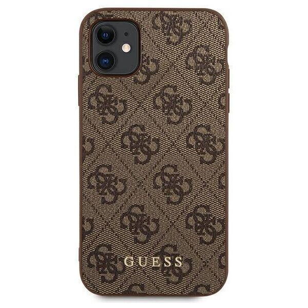Original Case IPHONE 11 Guess Hard Case 4G Metal Gold Logo (GUHCN61G4GFBR) brown 3700740493915