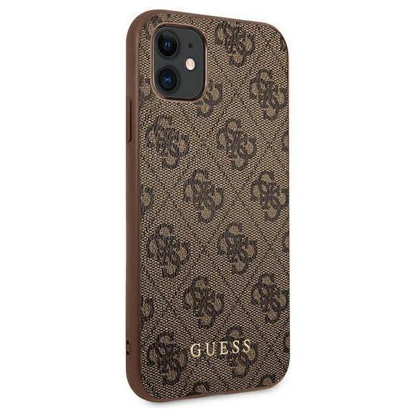 Original Case IPHONE 11 Guess Hard Case 4G Metal Gold Logo (GUHCN61G4GFBR) brown 3700740493915