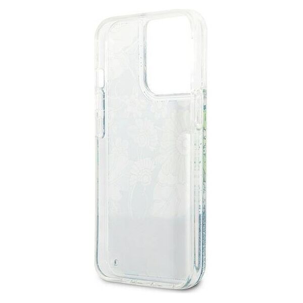 Case IPHONE 13 PRO Guess Hardcase Flower Liquid Glitter (GUHCP13LLFLSN) green 3666339041373
