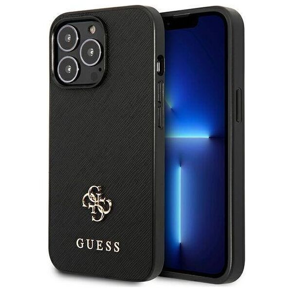 Case IPHONE 13 PRO Guess Hardcase Saffiano 4G Small Metal Logo (GUHCP13LPS4MK) black 3666339047948