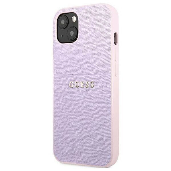 Original Case IPHONE 13 MINI Guess Saffiano Hot Stamp & Metal Logo (GUHCP13SPSASBPU) purple 3666339047849