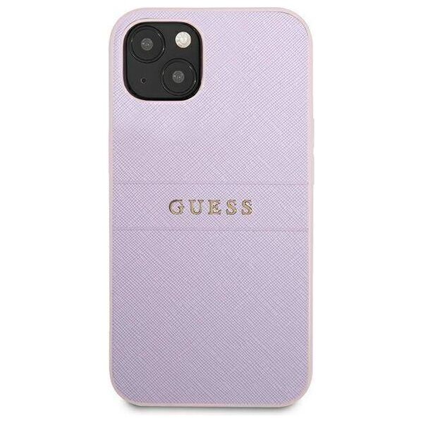 Original Case IPHONE 13 MINI Guess Saffiano Hot Stamp & Metal Logo (GUHCP13SPSASBPU) purple 3666339047849