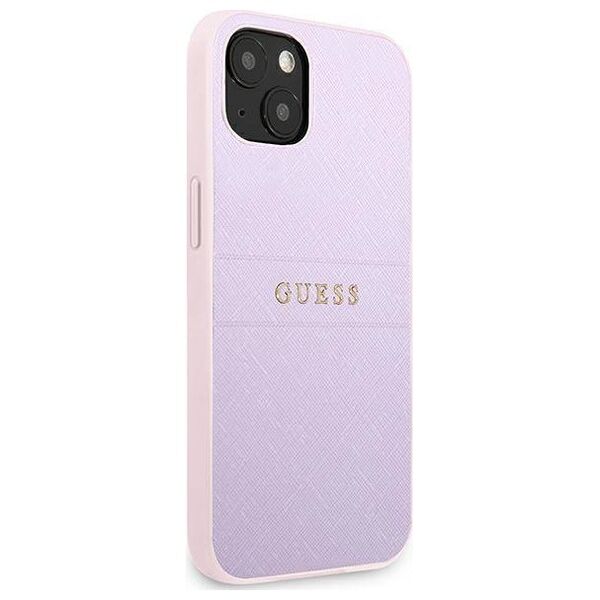 Original Case IPHONE 13 MINI Guess Saffiano Hot Stamp & Metal Logo (GUHCP13SPSASBPU) purple 3666339047849