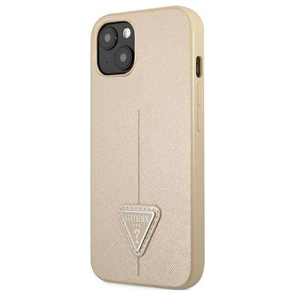 Original Case IPHONE 13 MINI Guess Hardcase Saffianotriangle Logo (GUHCP13SPSATLE) beige 3666339040314