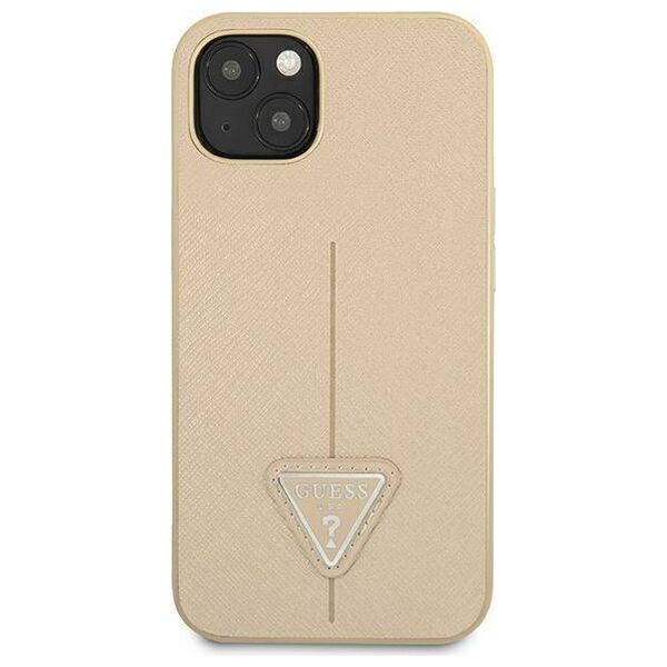 Original Case IPHONE 13 MINI Guess Hardcase Saffianotriangle Logo (GUHCP13SPSATLE) beige 3666339040314