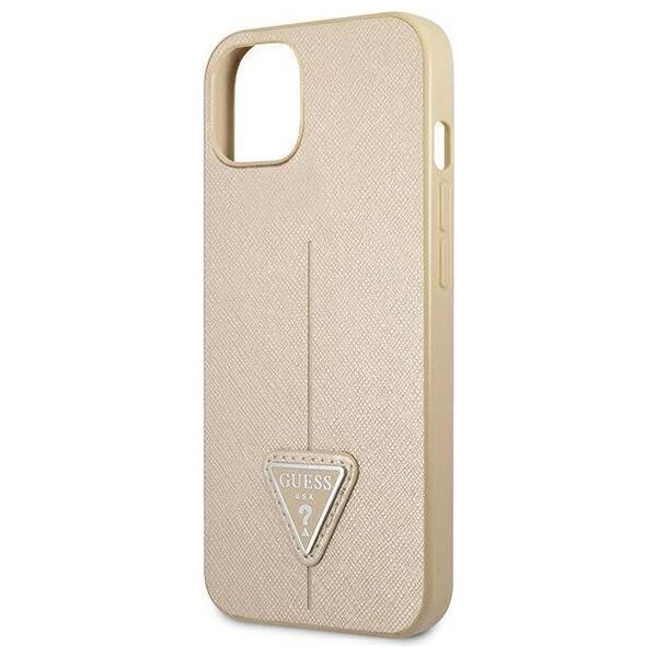 Original Case IPHONE 13 MINI Guess Hardcase Saffianotriangle Logo (GUHCP13SPSATLE) beige 3666339040314