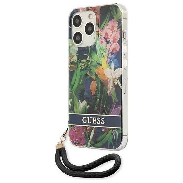 Case IPHONE 13 PRO MAX Guess Hardcase Flower Strap (GUHCP13XHFLSB) blue 3666339040468