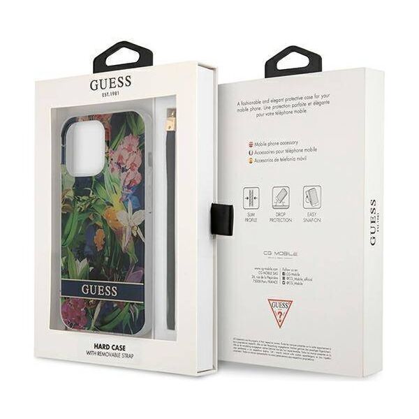 Case IPHONE 13 PRO MAX Guess Hardcase Flower Strap (GUHCP13XHFLSB) blue 3666339040468