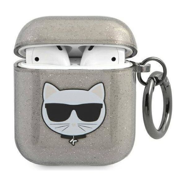 Original Case APPLE AIRPODS Karl Lagerfeld Cover Glitter Choupette (KLA2UCHGK) black 3666339009106
