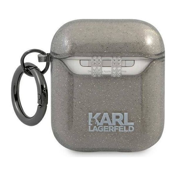 Original Case APPLE AIRPODS Karl Lagerfeld Cover Glitter Choupette (KLA2UCHGK) black 3666339009106