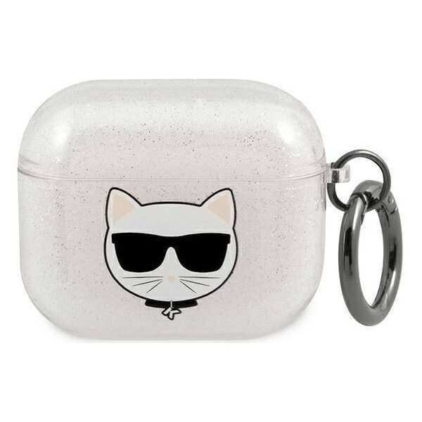 Original Case APPLE AIRPODS 3 Karl Lagerfeld Cover Glitter Choupette (KLA3UCHGS) silver 3666339009151