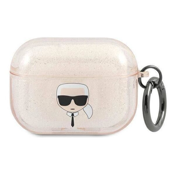 Original Case APPLE AIRPODS PRO Karl Lagerfeld Cover Glitter Karl`s Head (KLAPUKHGD) gold 3666339030353