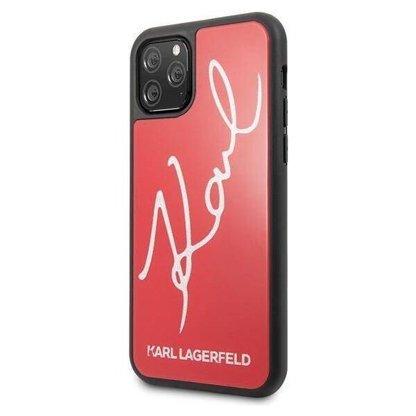 Original Case IPHONE 11 PRO MAX Karl Lagerfeld Hard Case Signature Glitter (KLHCN65DLKSRE) red 3700740467589