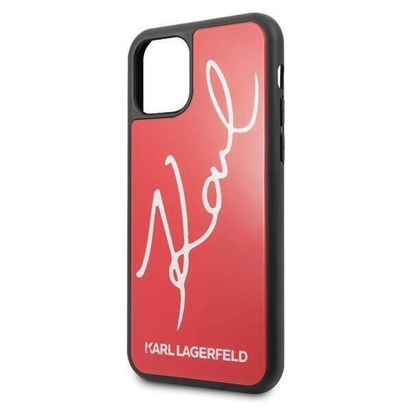 Original Case IPHONE 11 PRO MAX Karl Lagerfeld Hard Case Signature Glitter (KLHCN65DLKSRE) red 3700740467589
