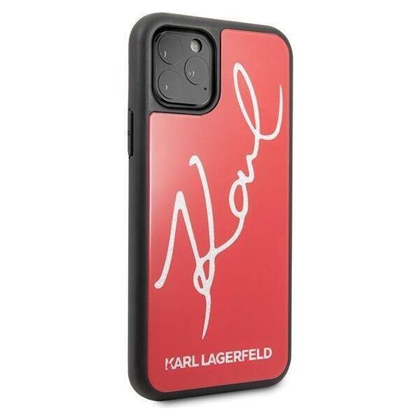 Original Case IPHONE 11 PRO MAX Karl Lagerfeld Hard Case Signature Glitter (KLHCN65DLKSRE) red 3700740467589