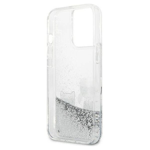 Original Case IPHONE 13 PRO Karl Lagerfeld Hardcase Liquid Glitter Karl&Choupette (KLHCP13LGKCS) silver 3666339027353
