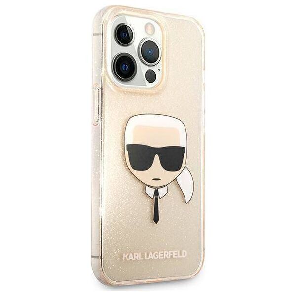 Original Case IPHONE 13 PRO Karl Lagerfeld Hardcase Glitter Karl`s Head (KLHCP13LKHTUGLGO) gold 3666339027599