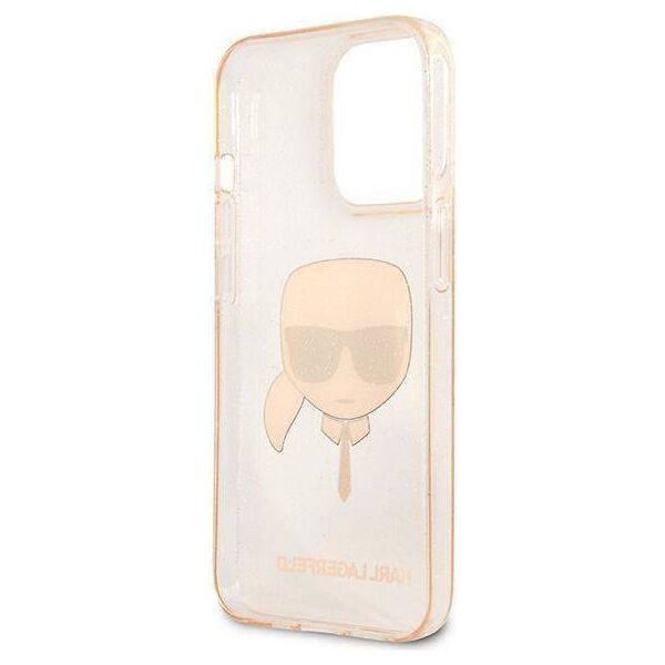 Original Case IPHONE 13 PRO Karl Lagerfeld Hardcase Glitter Karl`s Head (KLHCP13LKHTUGLGO) gold 3666339027599