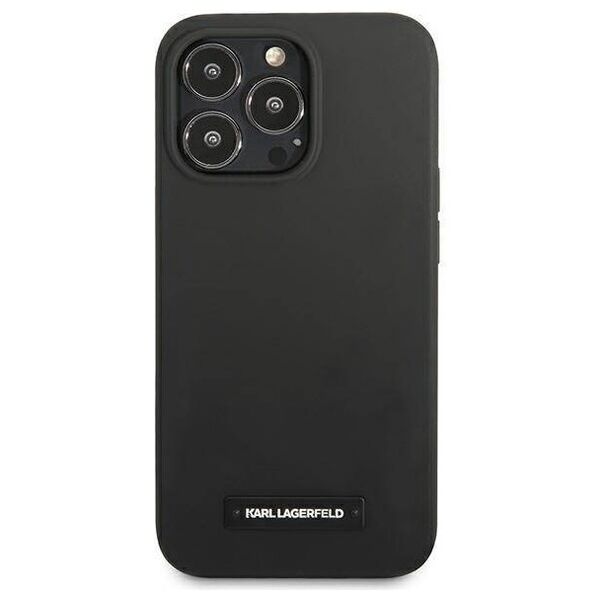 Original Case IPHONE 13 PRO Karl Lagerfeld Hardcase Silicone Plaque (KLHCP13LSLMP1K) black 3666339048785