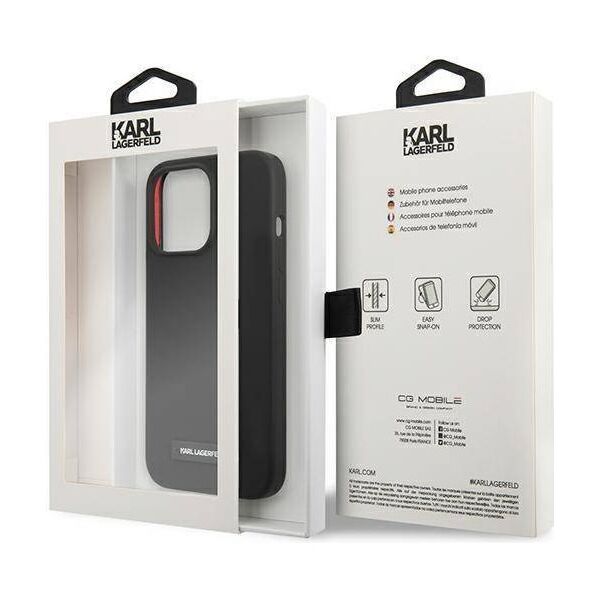 Original Case IPHONE 13 PRO Karl Lagerfeld Hardcase Silicone Plaque (KLHCP13LSLMP1K) black 3666339048785