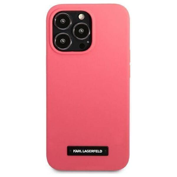 Original Case IPHONE 13 PRO Karl Lagerfeld Hardcase Silicone Plaque (KLHCP13LSLMP1PI) pink 3666339048822