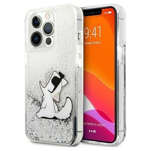 Original Case IPHONE 13 PRO MAX Karl Lagerfeld Hardcase Liquid Glitter Choupette Fun (KLHCP13XGCFS) silver 3666339029005