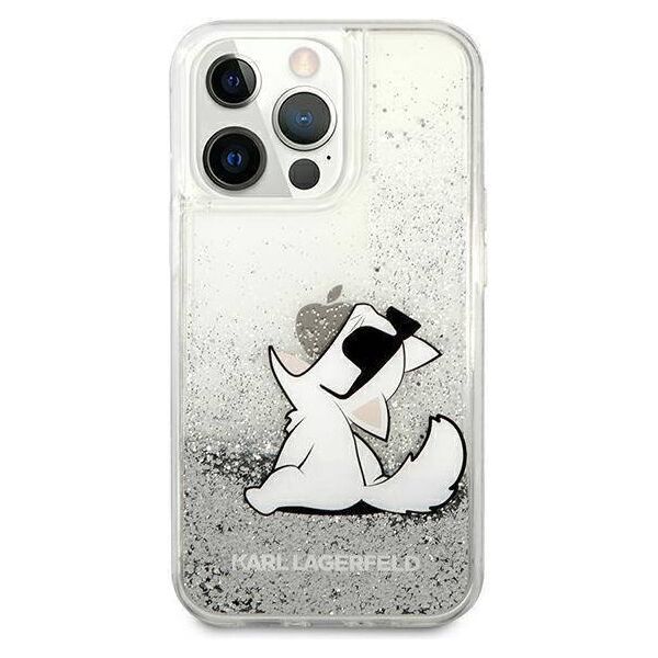 Original Case IPHONE 13 PRO MAX Karl Lagerfeld Hardcase Liquid Glitter Choupette Fun (KLHCP13XGCFS) silver 3666339029005