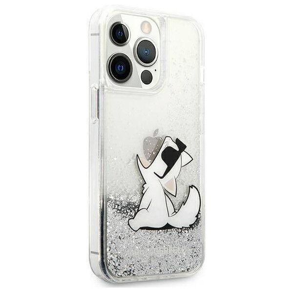 Original Case IPHONE 13 PRO MAX Karl Lagerfeld Hardcase Liquid Glitter Choupette Fun (KLHCP13XGCFS) silver 3666339029005