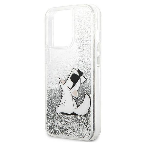 Original Case IPHONE 13 PRO MAX Karl Lagerfeld Hardcase Liquid Glitter Choupette Fun (KLHCP13XGCFS) silver 3666339029005