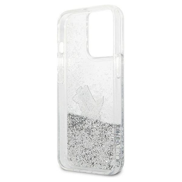 Original Case IPHONE 13 PRO MAX Karl Lagerfeld Hardcase Liquid Glitter Choupette Fun (KLHCP13XGCFS) silver 3666339029005