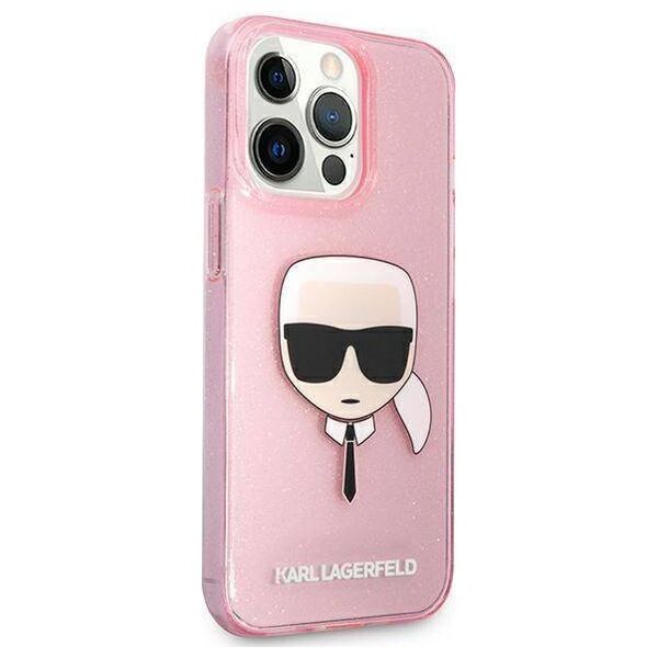 Original Case IPHONE 13 PRO MAX Karl Lagerfeld Hardcase Glitter Karl`s Head (KLHCP13XKHTUGLP) pink 3666339027568