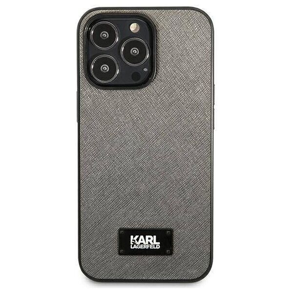 Original Case IPHONE 13 PRO MAX Karl Lagerfeld Hardcase Saffiano Plaque (KLHCP13XSFMP2DG) silver 3666339048914