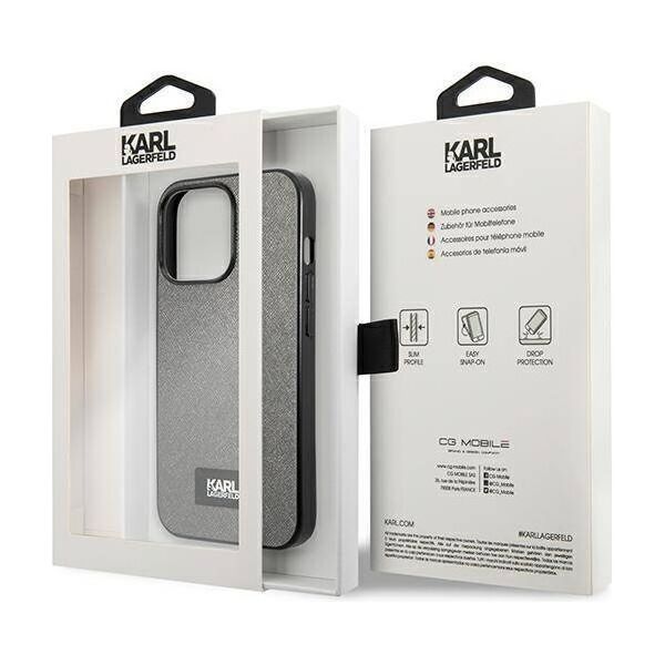 Original Case IPHONE 13 PRO MAX Karl Lagerfeld Hardcase Saffiano Plaque (KLHCP13XSFMP2DG) silver 3666339048914