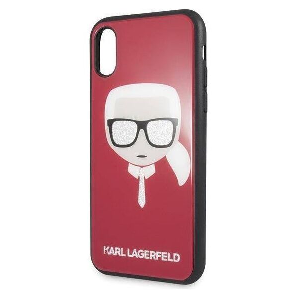 Original Case IPHONE X / XS Karl Lagerfeld Iconic Glitter Karl`s Head (KLHCPXDLHRE) red 3700740444818