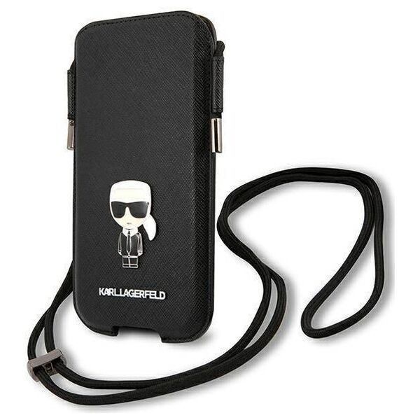 Bag Karl Lagerfeld 6,7" Hardcase Saffiano Ikonik Karl`s (KLHCP12LOPHKMK) black 3666339018726