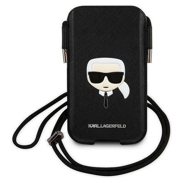 Bag Karl Lagerfeld 6,1" Hardcase Saffiano Ikonik Karl`s Head (KLHCP12MOPHKHK) black 3666339018610
