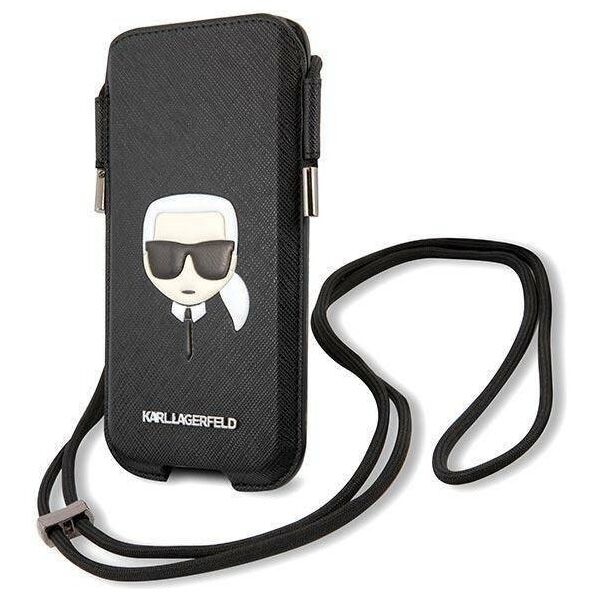 Bag Karl Lagerfeld 6,1" Hardcase Saffiano Ikonik Karl`s Head (KLHCP12MOPHKHK) black 3666339018610