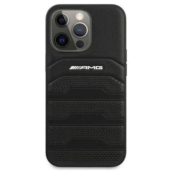Case IPHONE 13 PRO Mercedes AMG Hardcase Leather Debossed Lines (AMHCP13LGSEBK) black 3666339018955