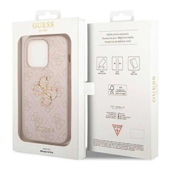Original Case IPHONE 14 PRO Guess Hardcase 4G Big Metal Logo pink 3666339088804