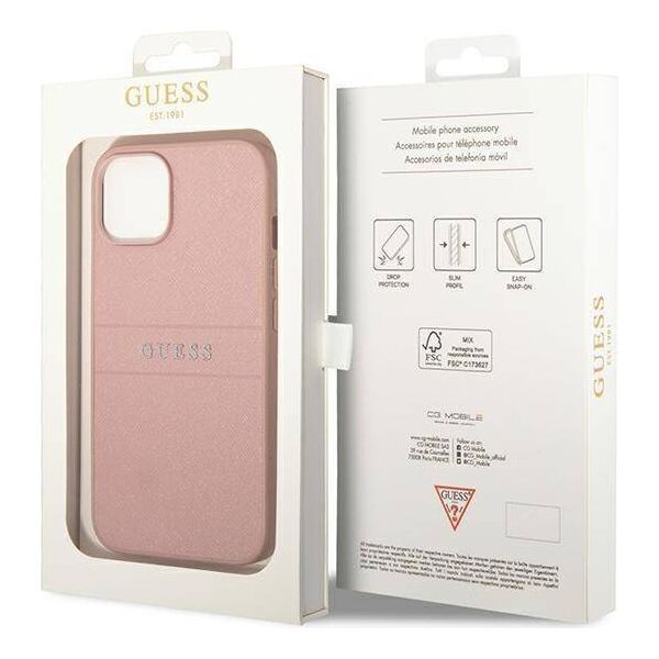 Original Case IPHONE 14 PLUS Guess Saffiano Strap pink 3666339088675