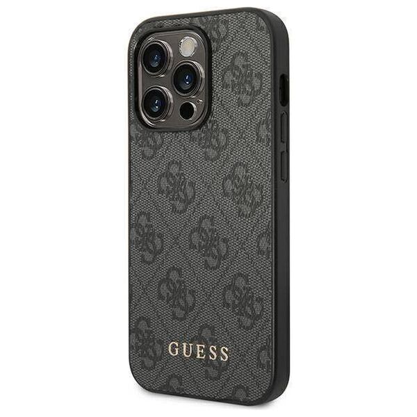 Original Case IPHONE 14 PRO MAX Guess Hard Case 4G Metal Gold Logo gray 3666339094065