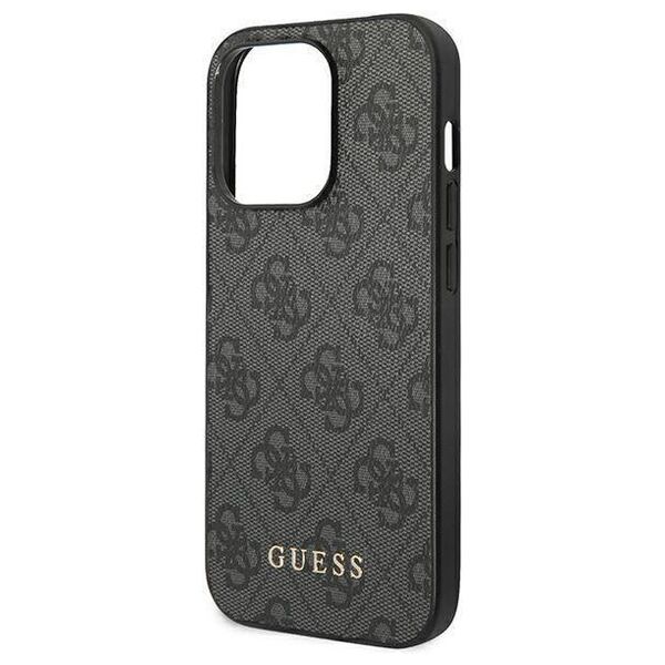 Original Case IPHONE 14 PRO MAX Guess Hard Case 4G Metal Gold Logo gray 3666339094065