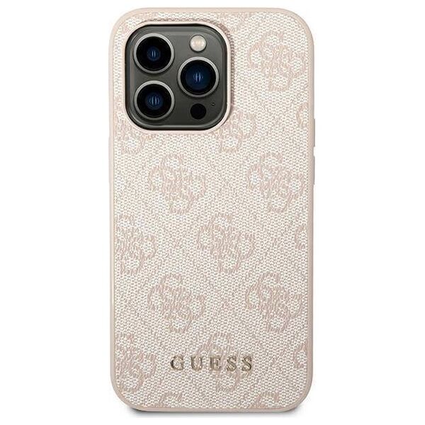 Original Case IPHONE 14 PRO MAX Guess Hard Case 4G Metal Gold Logo pink 3666339094140