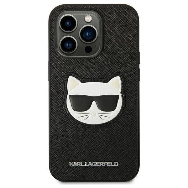 Original Case IPHONE 14 PRO Karl Lagerfeld Hardcase Saffiano Choupette Head Patch black 3666339076979