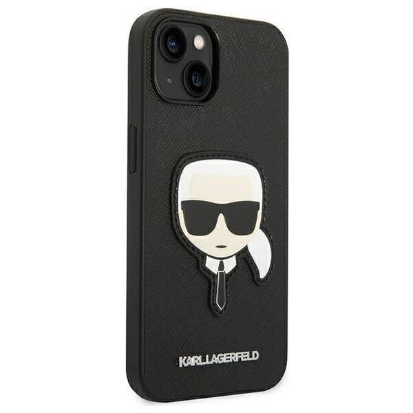 Original Case IPHONE 14 PLUS Karl Lagerfeld Hardcase Saffiano Karl`s Head Patch black 3666339077044