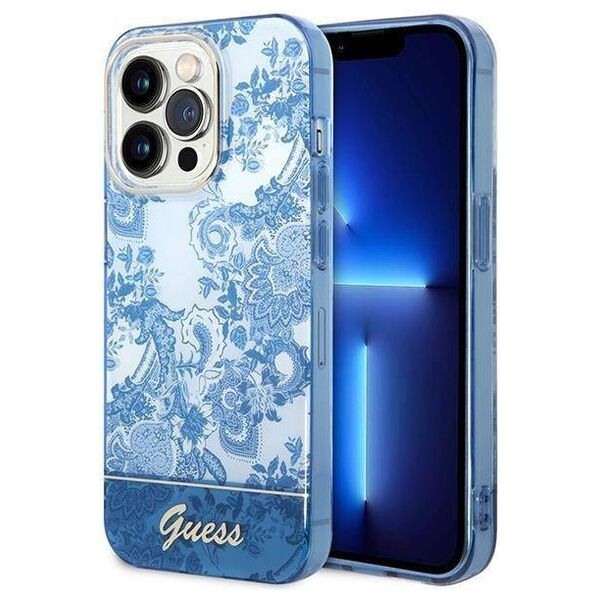 Original Case IPHONE 14 PRO Guess Hardcase Porcelain Collection blue 3666339064341