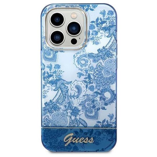 Original Case IPHONE 14 PRO Guess Hardcase Porcelain Collection blue 3666339064341