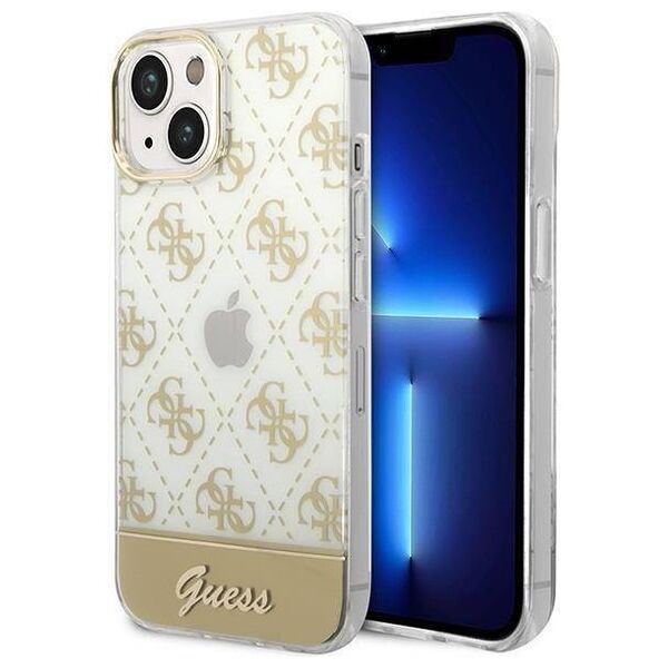 Original Case IPHONE 14 PLUS Guess Hardcase 4G Pattern Script gold 3666339090517
