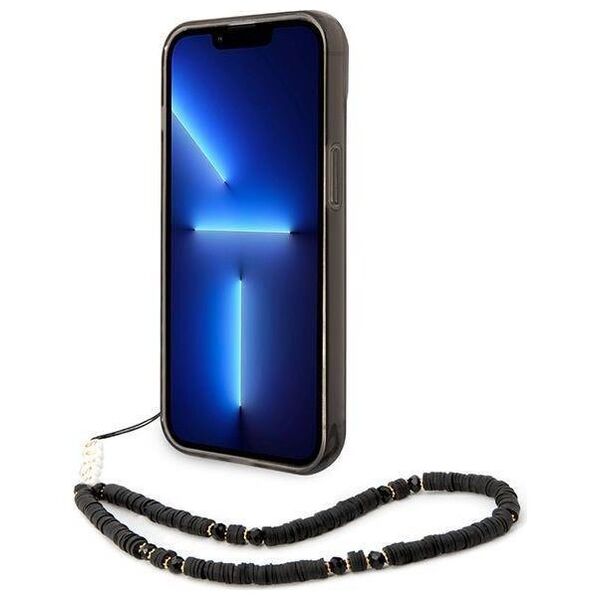 Original Case IPHONE 14 PLUS Guess Hardcase Translucent Pearl Strap black 3666339064174