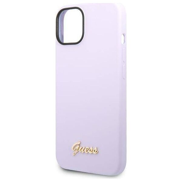 Original Case IPHONE 14 Guess Hard Case Silicone Vintage Gold Logo purple 3666339064969
